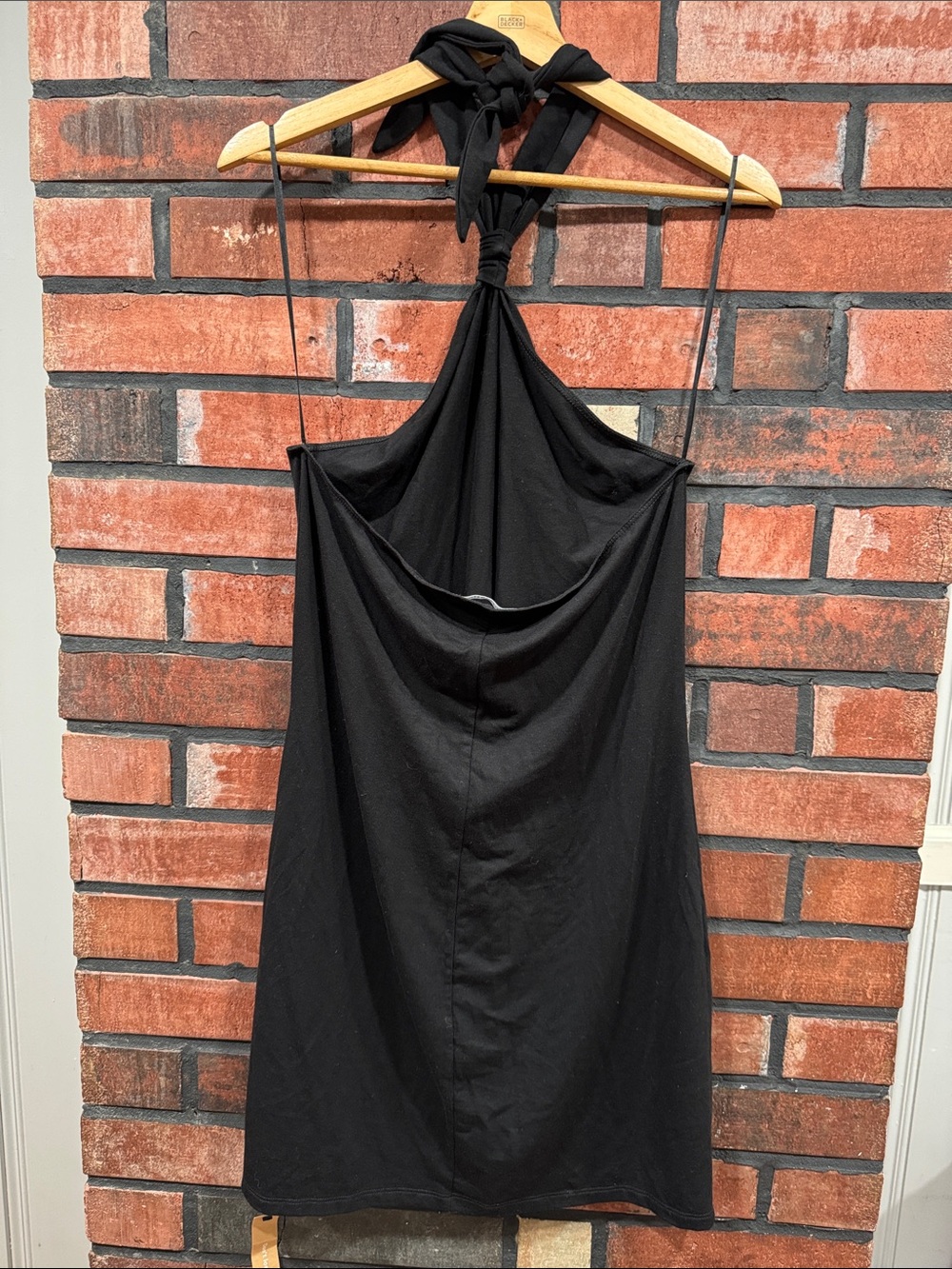 Reformation Ribbed Halter Mini Dress Black - Picture 8 of 11